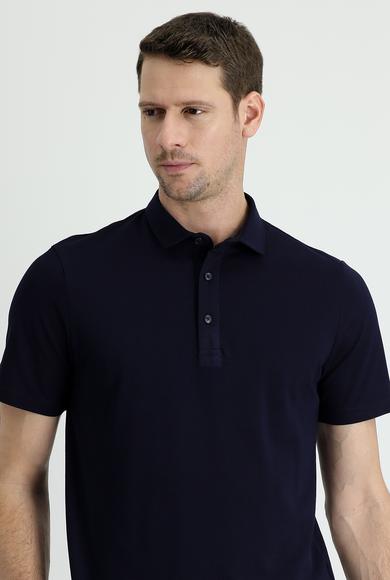 Erkek Giyim - SİYAH LACİVERT L Beden Polo Yaka Regular Fit Pamuk Tişört