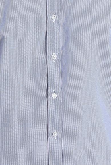 Erkek Giyim - AÇIK MAVİ 3X Beden Kısa Kol Regular Fit Çizgili Gömlek
