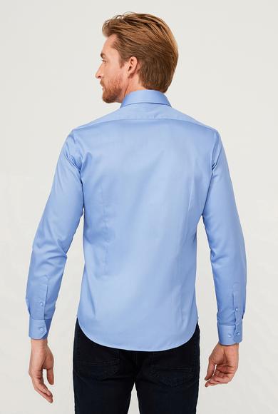 Erkek Giyim - AQUA MAVİSİ M Beden Uzun Kol Slim Fit Non Iron Klasik Pamuklu Gömlek