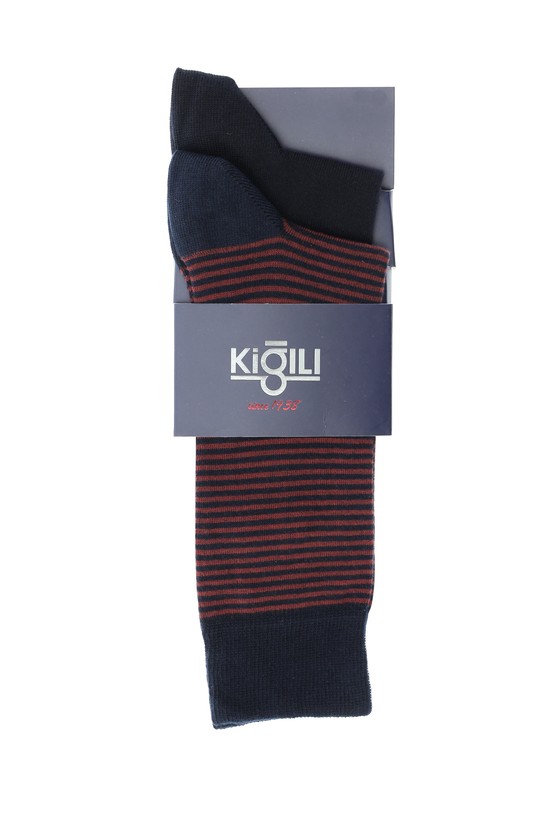 Erkek Giyim - 2'li Desenli Pamuklu Çorap Seti