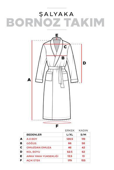 Erkek Giyim - BEYAZ  Beden Kimono Yaka 2'li Pamuk Bornoz Seti