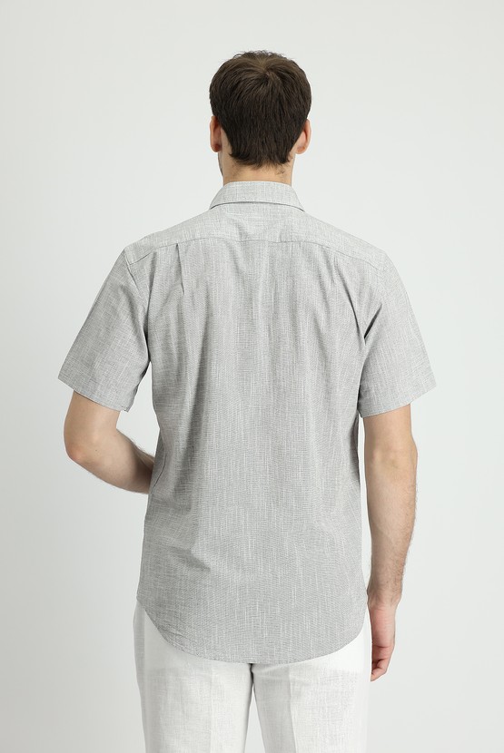 Erkek Giyim - Kısa Kol Regular Fit Pamuk Spor Gömlek