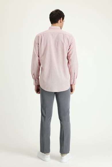 Erkek Giyim - AÇIK GRİ 50 Beden Slim Fit Dar Kesim Likralı Klasik Kumaş Pantolon