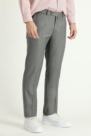 Erkek Giyim - AÇIK GRİ MELANJ 48 Beden Slim Fit Klasik Pantolon