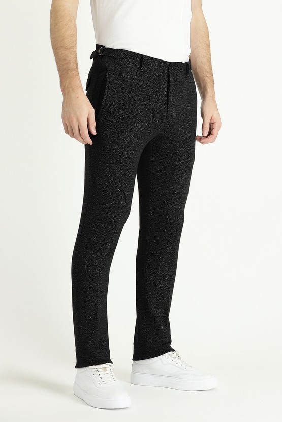 Erkek Giyim - Super Slim Fit Ekstra Dar Kesim Desenli Likralı Kanvas / Chino Pantolon