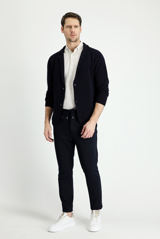 Erkek Giyim - Relax Fit Rahat Kesim Beli Lastikli İpli Likralı Pantolon