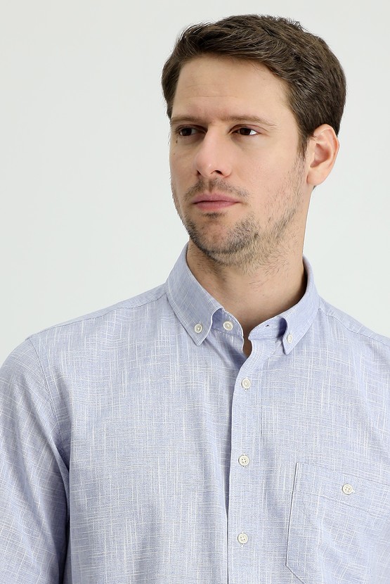 Erkek Giyim - Kısa Kol Regular Fit Spor Pamuk Gömlek