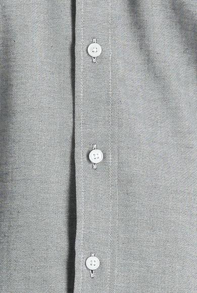 Erkek Giyim - SİYAH XS Beden Uzun Kol Slim Fit Oxford Pamuk Gömlek