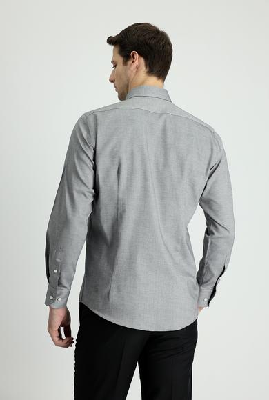 Erkek Giyim - SİYAH XS Beden Uzun Kol Slim Fit Oxford Pamuk Gömlek