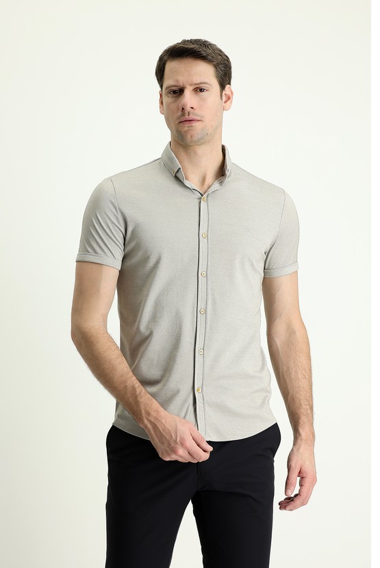 Erkek Giyim - Polo Yaka Slim Fit Nakışlı Pamuklu Tişört
