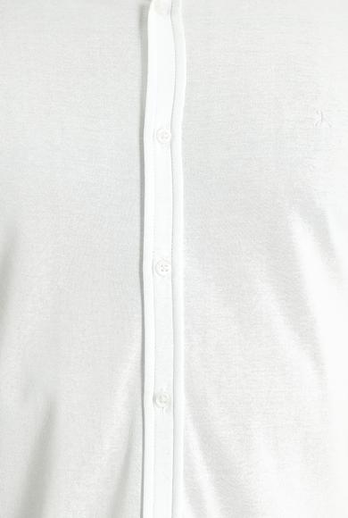 Erkek Giyim - KIRIK BEYAZ L Beden Polo Yaka Slim Fit Nakışlı Pamuklu Tişört