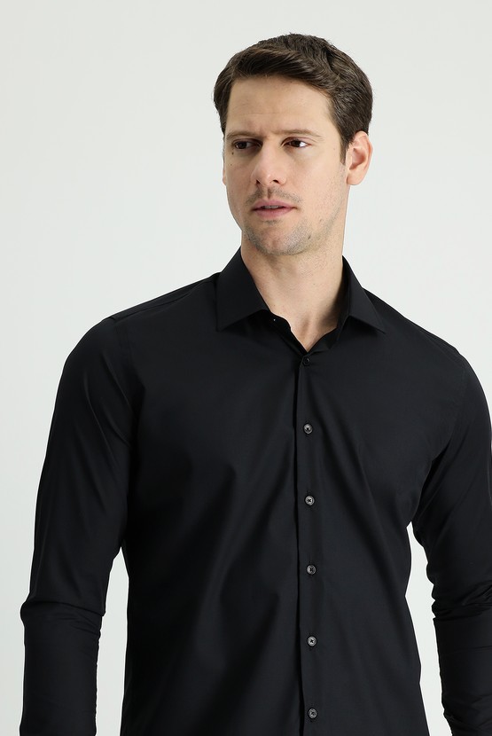 Erkek Giyim - Uzun Kol Slim Fit Non Iron Klasik Pamuklu Gömlek