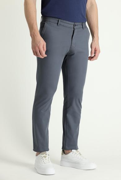 Erkek Giyim - ORTA GRİ 58 Beden Slim Fit Likralı Kanvas / Chino Pantolon