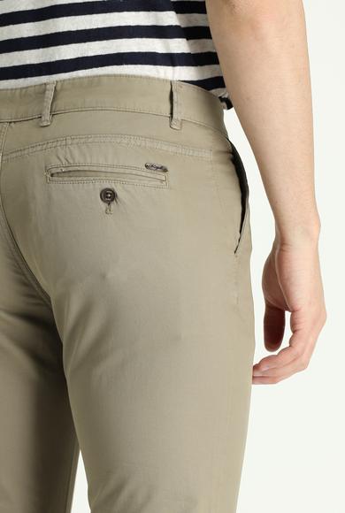 Erkek Giyim - AÇIK VİZON 52 Beden Slim Fit Likralı Kanvas / Chino Pantolon