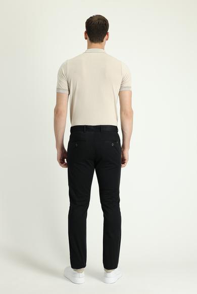 Erkek Giyim - SİYAH 48 Beden Slim Fit Likralı Kanvas / Chino Pantolon