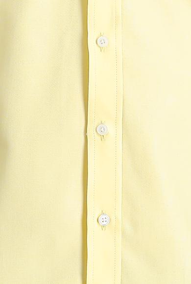 Erkek Giyim - AÇIK SARI 3X Beden Uzun Kol Regular Fit Oxford Pamuk Gömlek