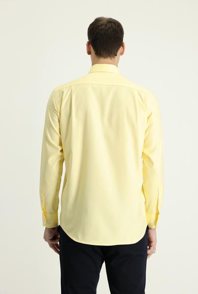 Erkek Giyim - AÇIK SARI 3X Beden Uzun Kol Regular Fit Oxford Pamuk Gömlek