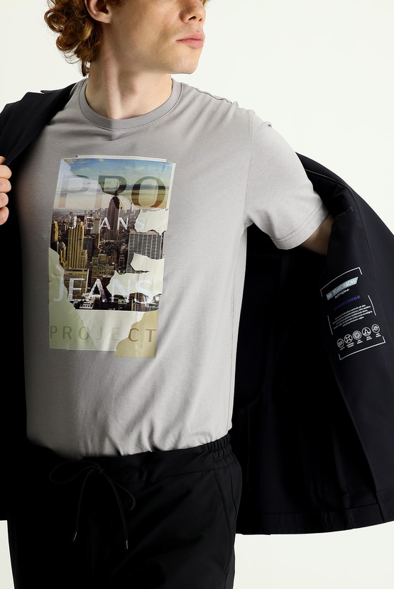 Erkek Giyim - Techno-Line Slim Fit Dar Kesim Kapüşonlu Örme Spor Ceket