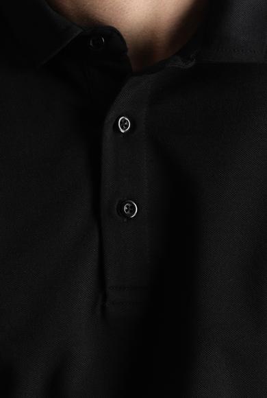 Erkek Giyim - SİYAH 3X Beden Polo Yaka Regular Fit Nakışlı Pamuklu Tişört