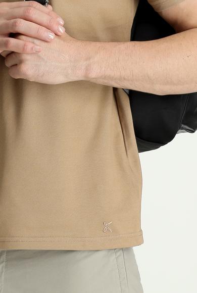 Erkek Giyim - ORTA VİZON 3X Beden Polo Yaka Regular Fit Nakışlı Pamuklu Tişört