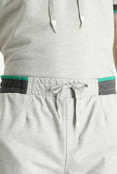 Erkek Giyim - Açık Gri L Beden Slim Fit Pamuklu Sweat Şort