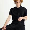  SİYAH  Techno-Line Polo Yaka Slim Fit Fermuarlı Tişört