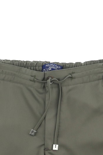 Slim Fit Dar Kesim Beli Lastikli İpli Likralı Klasik Kumaş Pantolon