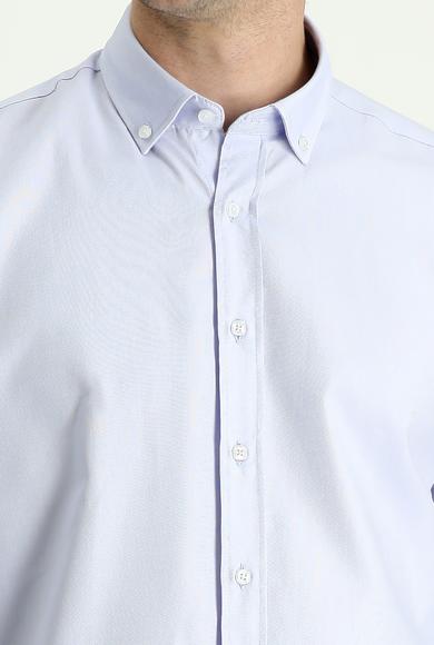 Erkek Giyim - AÇIK MAVİ XL Beden Uzun Kol Regular Fit Oxford Pamuk Gömlek