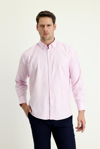 Erkek Giyim - TOZ PEMBE XL Beden Uzun Kol Regular Fit Oxford Pamuk Gömlek