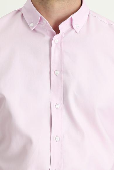 Erkek Giyim - TOZ PEMBE XL Beden Uzun Kol Regular Fit Oxford Pamuk Gömlek