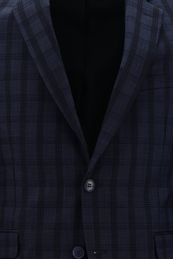 Erkek Giyim - Slim Fit Kombinli Ekose Takım Elbise
