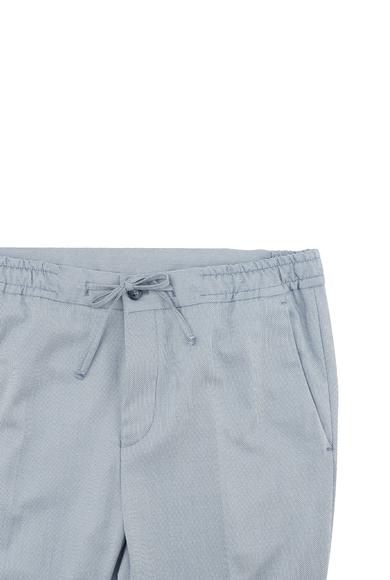 Erkek Giyim - AÇIK MAVİ 58 Beden Süper Slim Fit Beli Lastikli İpli Desenli Takım Elbise