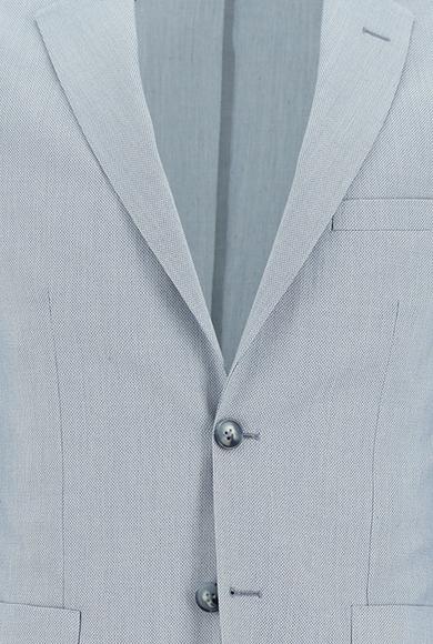 Erkek Giyim - AÇIK MAVİ 58 Beden Süper Slim Fit Beli Lastikli İpli Desenli Takım Elbise