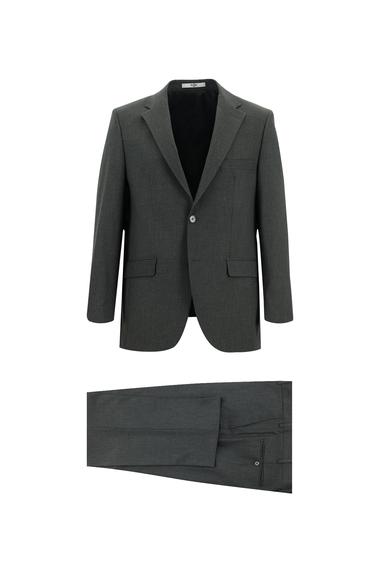 Erkek Giyim - ORTA FÜME 54 Beden Klasik Takım Elbise
