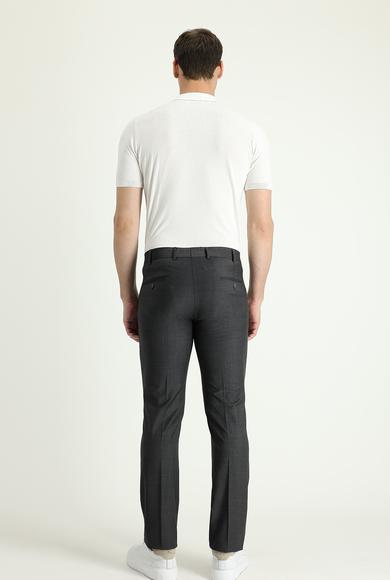 Erkek Giyim - ORTA ANTRASİT 46 Beden Slim Fit Dar Kesim Yünlü Klasik Pantolon