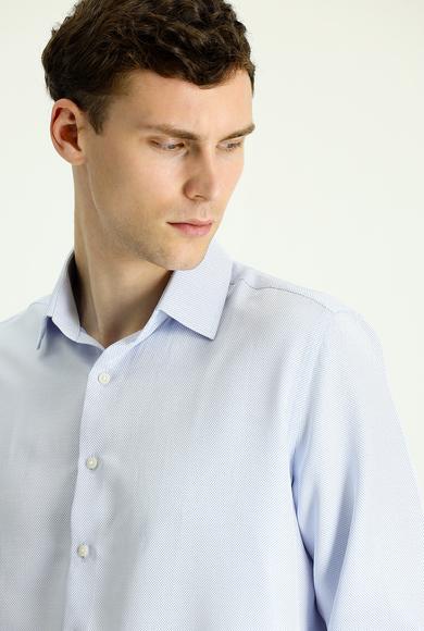 Erkek Giyim - UÇUK MAVİ L Beden Uzun Kol Klasik Desenli Gömlek