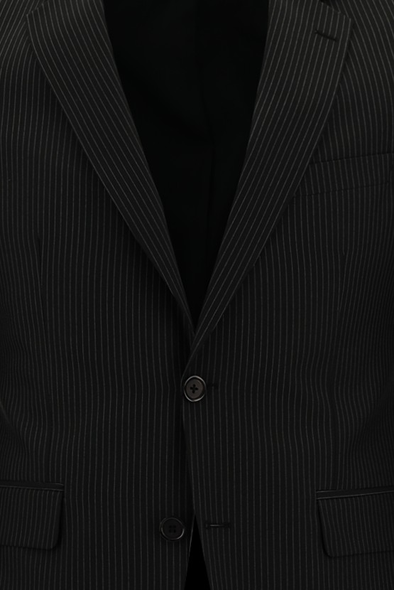 Erkek Giyim - Slim Fit Klasik Çizgili Takım Elbise
