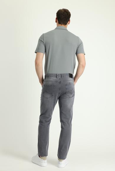 Erkek Giyim - AÇIK GRİ 48 Beden Süper Slim Fit Likralı Denim Pantolon
