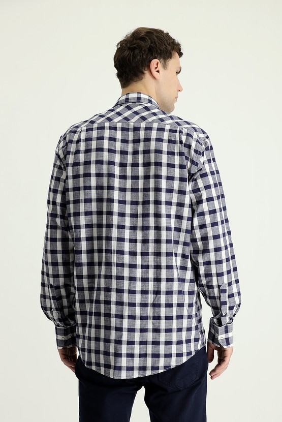 Erkek Giyim - Uzun Kol Regular Fit Ekose Pamuk Gömlek