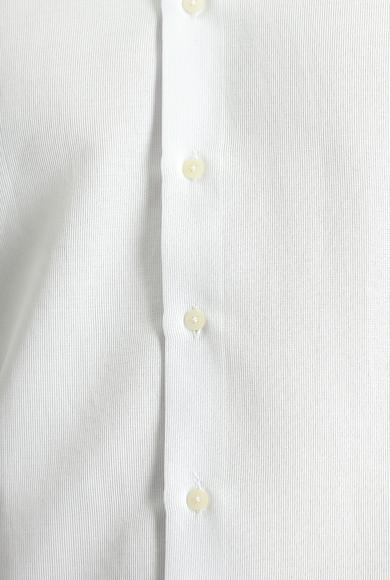 Erkek Giyim - BEYAZ XXL Beden Uzun Kol Slim Fit Klasik Desenli Pamuklu Gömlek