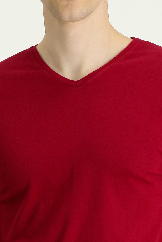 Erkek Giyim - V Yaka Regular Fit Süprem Pamuk Tişört