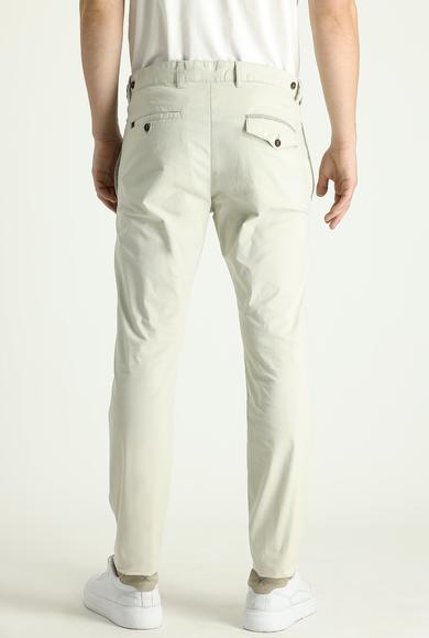 Erkek Giyim - KREM 46 Beden Slim Fit Likralı Kanvas / Chino Pantolon