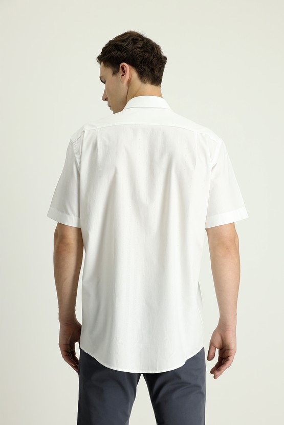 Erkek Giyim - Kısa Kol Regular Fit Desenli Pamuk Gömlek
