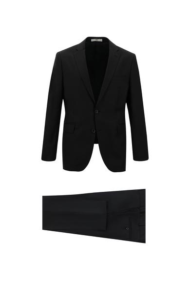 Erkek Giyim - SİYAH 48 Beden Super Slim Fit Ekstra Dar Kesim Klasik Yün Takım Elbise