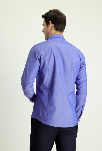 Erkek Giyim - İNDİGO L Beden Uzun Kol Slim Fit Pamuk Spor Gömlek
