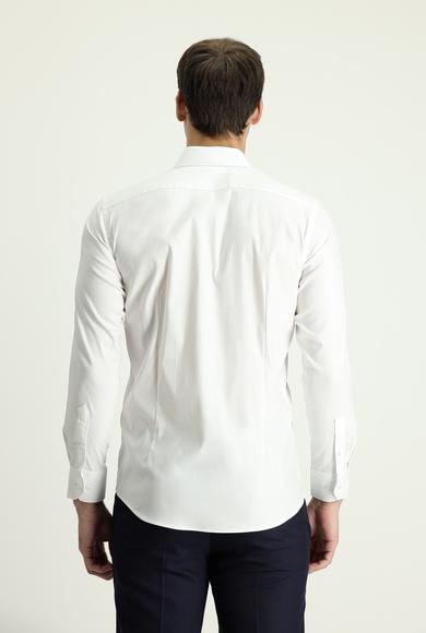 Erkek Giyim - BEYAZ L Beden Uzun Kol Slim Fit Klasik Pamuklu Gömlek