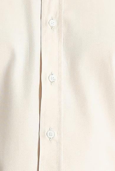 Erkek Giyim - AÇIK BEJ 3X Beden Uzun Kol Regular Fit Oxford Pamuk Gömlek