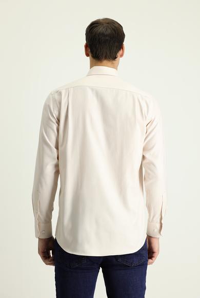 Erkek Giyim - AÇIK BEJ 3X Beden Uzun Kol Regular Fit Oxford Pamuk Gömlek