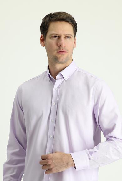 Erkek Giyim - LİLA 3X Beden Uzun Kol Regular Fit Oxford Pamuk Gömlek