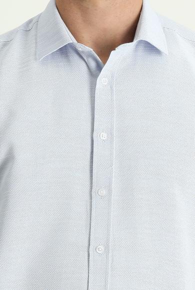 Erkek Giyim - UÇUK MAVİ XL Beden Kısa Kol Regular Fit Desenli Pamuklu Gömlek